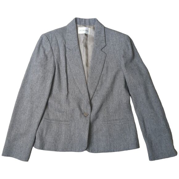 JH Collectible Ladies Wool Blend Jacket Classic Blazer Gray Buttons Sz 12 - Picture 1 of 8
